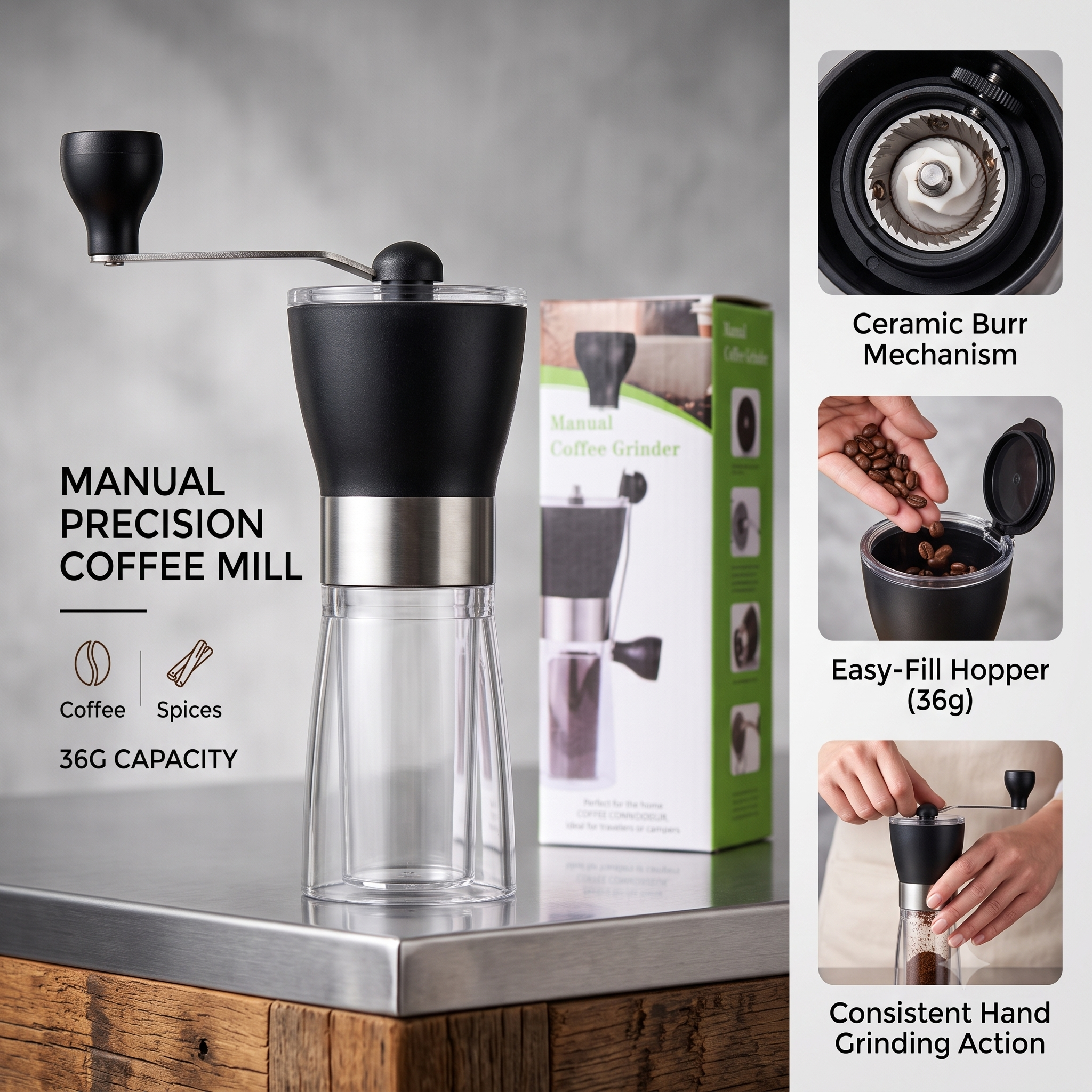 Premium Manual Coffee & Spice Grinder